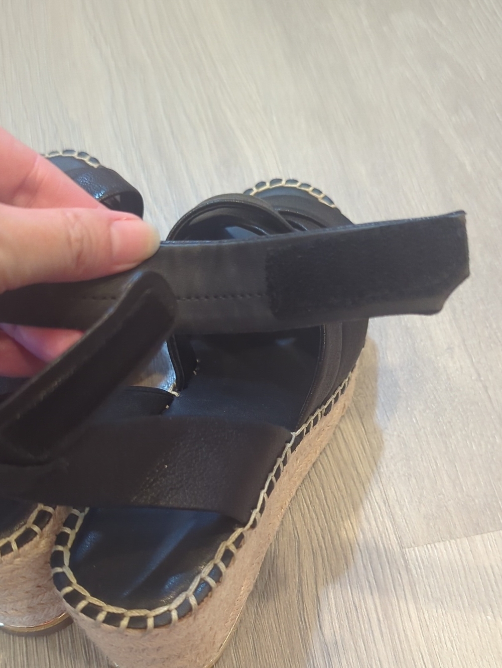 Franco Sarto Black Ankle-Strap Espadrille Wedge Sandals - Women - Picture 6 of 7